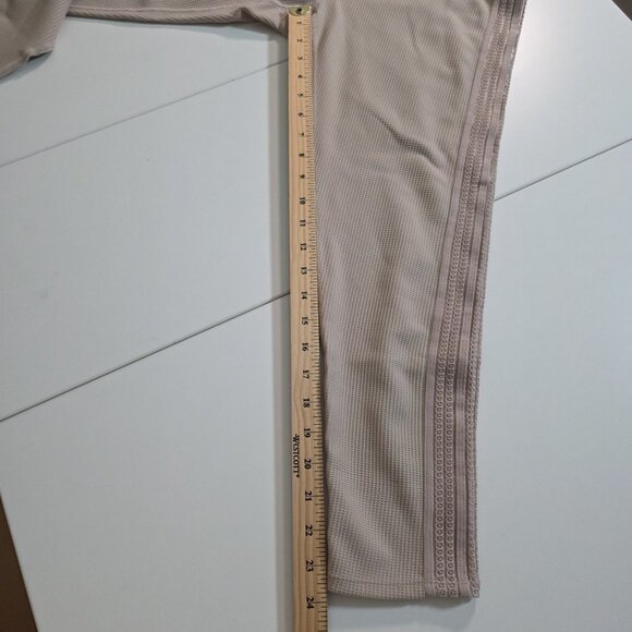 FP Movement by Free People Leggings Womens L Beige Lace Waffle Knit Yoga Pilates - Picture 7 of 16